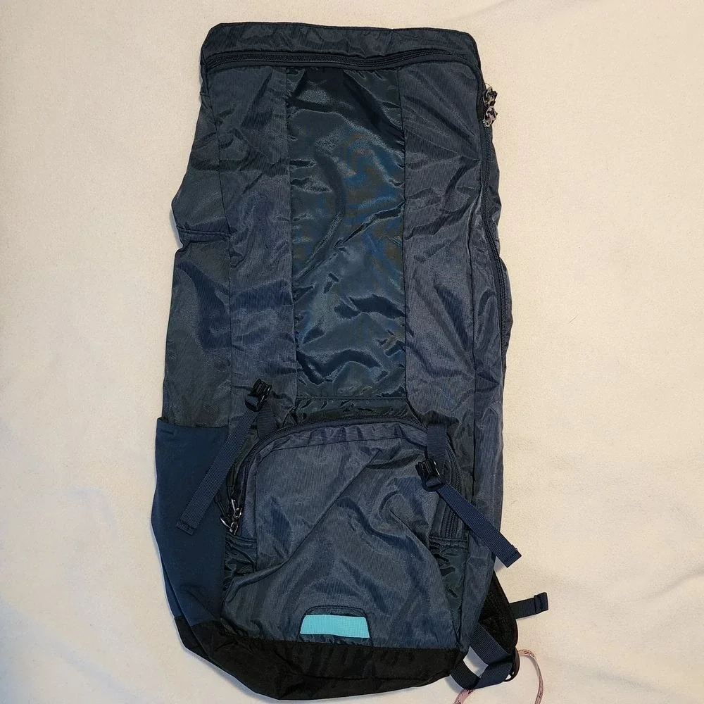 ÖRBEN Dark Blue Teal Accent Roll Top Laptop Backpack School Hiking Travel